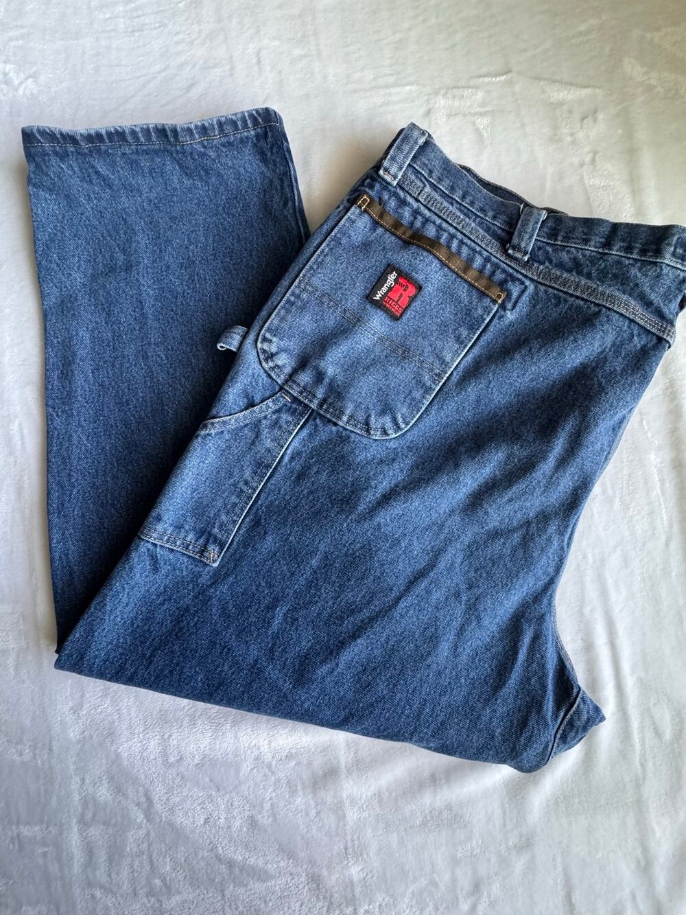 Wrangler RIGGS Workwear Mens Jeans 52x30 Blue Denim Carpenter Pants Heavy Duty